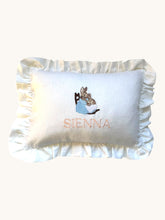 Load image into Gallery viewer, Ruffle Cushion - Mrs Rabbit &amp; Babies
