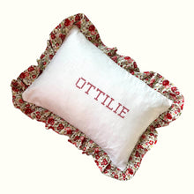 Load image into Gallery viewer, Ruffle Cushion - Linen &amp; Felicite Red
