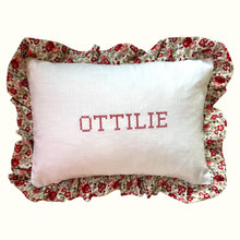 Load image into Gallery viewer, Ruffle Cushion - Linen &amp; Felicite Red
