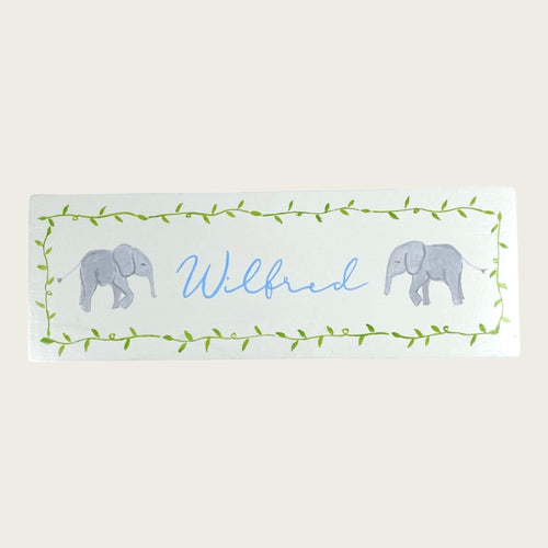 Door Plaque - Elephants Blue - Nells Archdale