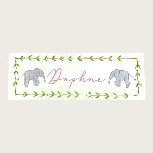 Door Plaque - Elephants Pink - Nells Archdale