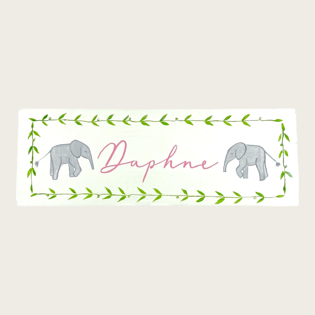 Door Plaque - Elephants Pink - Nells Archdale