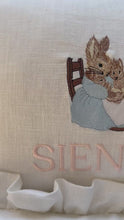 Load and play video in Gallery viewer, Ruffle Cushion - Mrs Rabbit &amp; Babies
