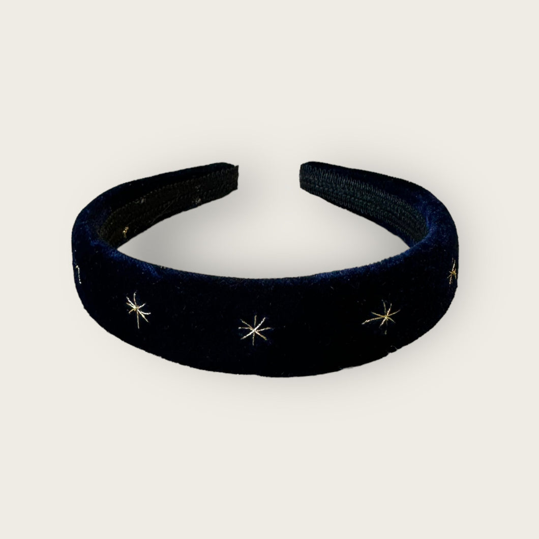 Nells Archdale Hairband - Starry Night Blue - Hand Embroidered - Nells Archdale