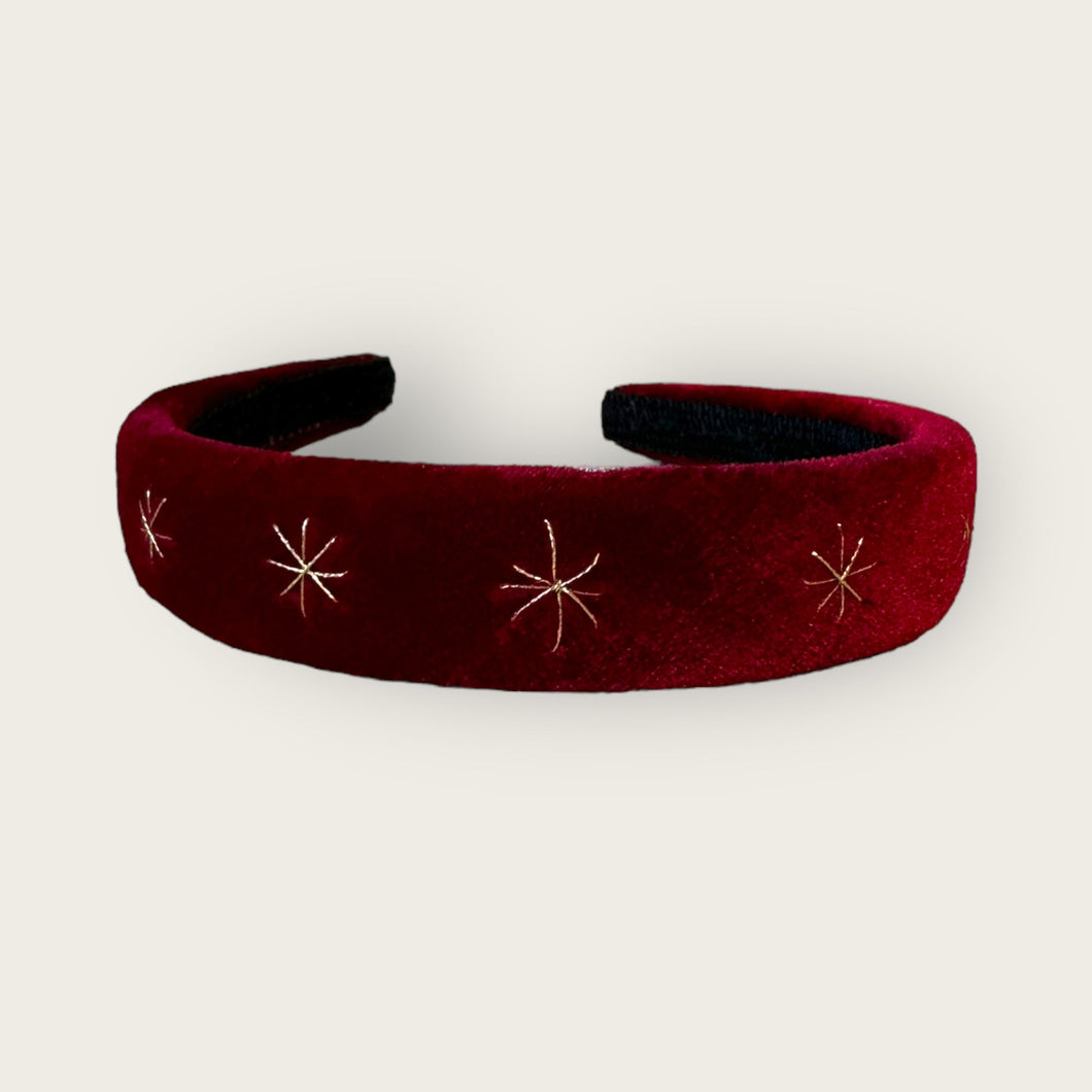 Nells Archdale Hairband - Starry Night Red - Hand Embroidered - Nells Archdale