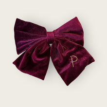 Load image into Gallery viewer, Nells Archdale Velvet Bow - Burgundy - Hand Embroidered - Nells Archdale
