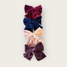Load image into Gallery viewer, Nells Archdale Velvet Bow - Crimson - Hand Embroidered - Nells Archdale
