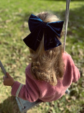 Load image into Gallery viewer, Nells Archdale Velvet Bow - Midnight Blue - Hand Embroidered - Nells Archdale
