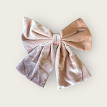 Load image into Gallery viewer, Nells Archdale Velvet Bow - Peaches &amp; Cream - Hand Embroidered - Nells Archdale

