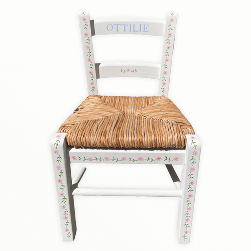 Rush Seat Chair | Climbing Flowers Blue Name - Nells Archdale